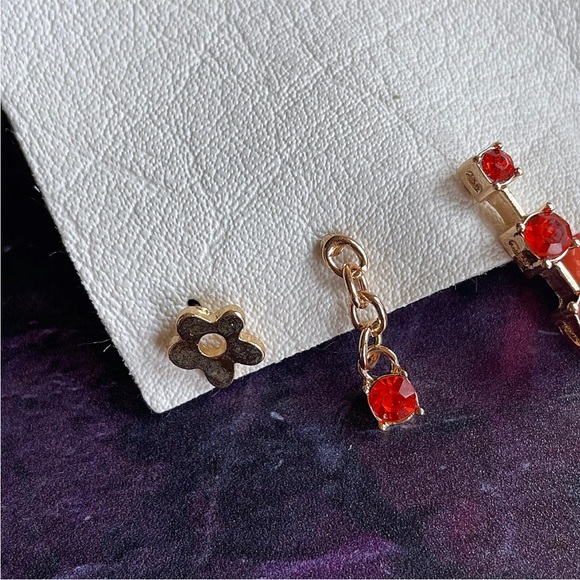 Free People Orange Le Jardin Hoop Stud Earring Set Mix & Match Gift - Picture 2 of 6